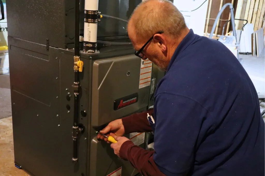 Furnace installation in a Des Moines-metro basement